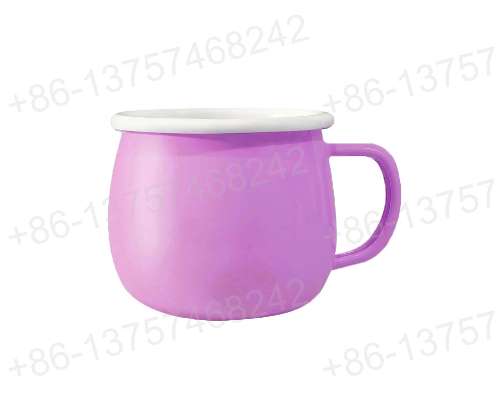 Enamel Belly Shape Mug Custom Solid Color Metal Enamel Bellied Coffee Mugs With Handle